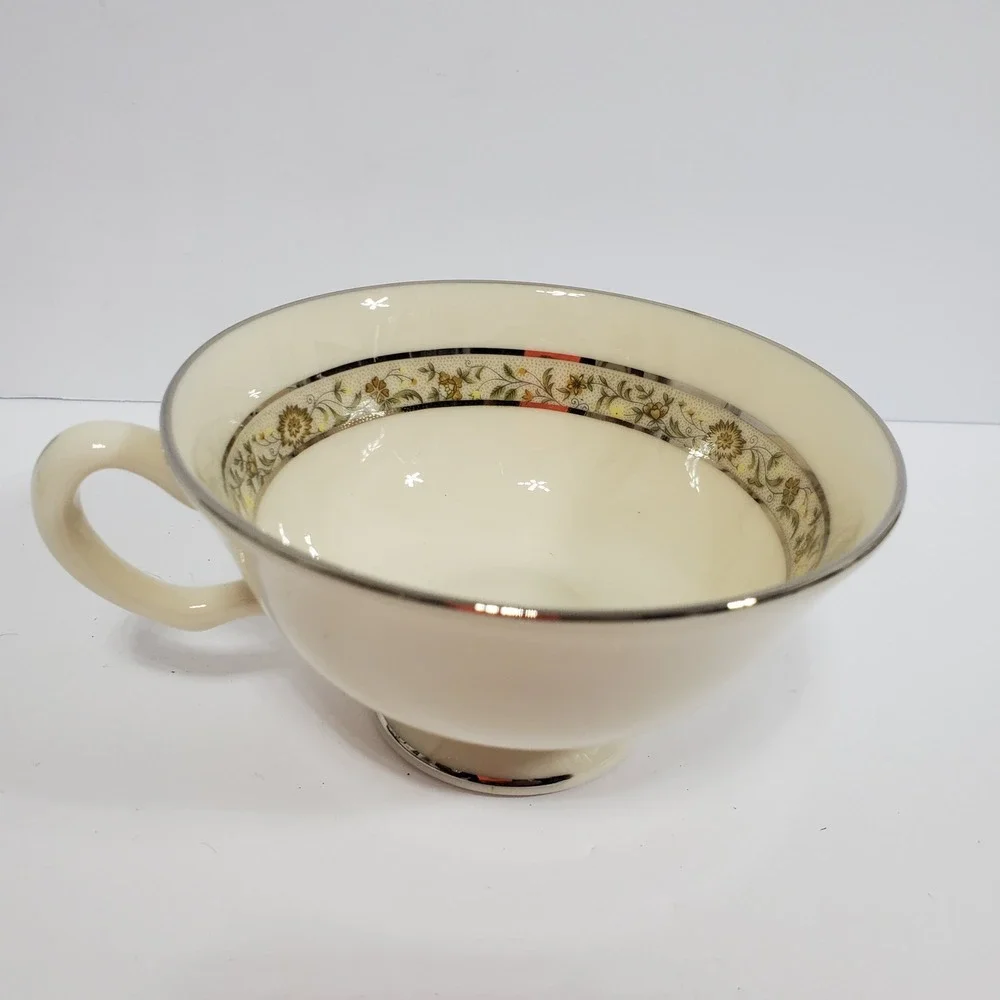 Lenox Springdale Cup Saucer Salad Dinner & Bread Plates 5 Pieces Platinum Trim